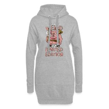 Cooles Cartoon Schwein - Limited Edition - Spruch - Hoodie-Kleid - Grau meliert - Vorne