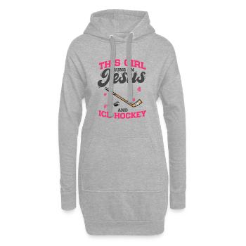 Fan de hockey Cette fille court sur Jésus et le hockey sur glace - Sweat-shirt à capuche long Femme - gris chiné - Devant