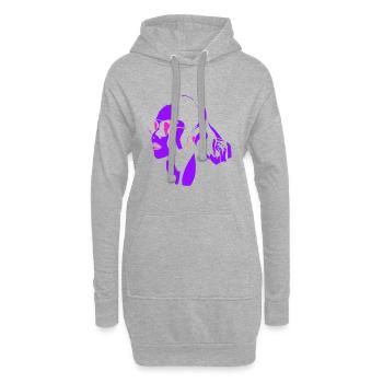 Belle femme avec des lunettes de soleil et des - Sweat-shirt à capuche long Femme - gris chiné - Devant