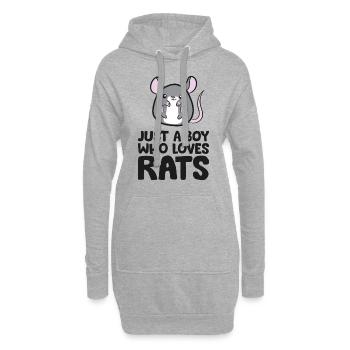 Juste un garçon qui aime les rats drôles de rats propriétaire garçon - Sweat-shirt à capuche long Femme - gris chiné - Devant