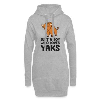 Nur ein Junge, der Yaks liebt - Hoodie-Kleid - Grau meliert - Vorne