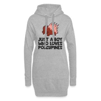 Juste un garçon qui aime les porcs-épics - Sweat-shirt à capuche long Femme - gris chiné - Devant