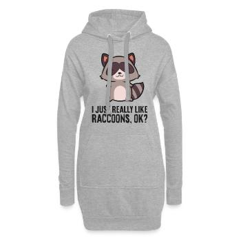 Ich mag Waschbären einfach sehr, okay? Lustiger - Hoodie-Kleid - Grau meliert - Vorne