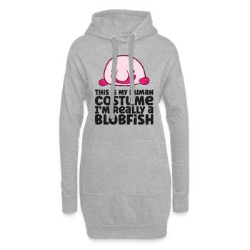 C’est mon costume humain, je suis vraiment un blobfish - Sweat-shirt à capuche long Femme - gris chiné - Devant