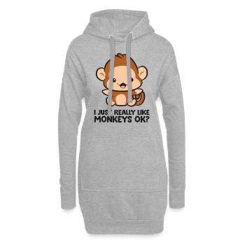 J’aime beaucoup les singes Ok Mignon singe - Sweat-shirt à capuche long Femme - gris chiné - Devant