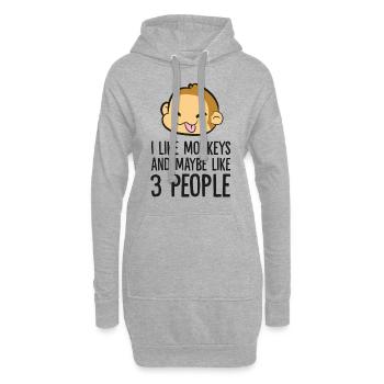 Ich mag Affen und vielleicht 3 Menschen - Hoodie-Kleid - Grau meliert - Vorne