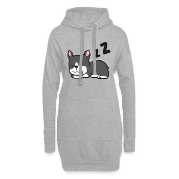 Lustiger Boston Terrier Schlafender Boston Terrier - Hoodie-Kleid - Grau meliert - Vorne