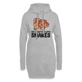 La vie est meilleure avec les serpents - Sweat-shirt à capuche long Femme - gris chiné - Devant