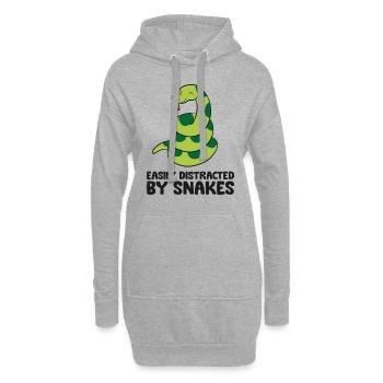 Serpents Reptile Lover facilement distrait par les serpents - Sweat-shirt à capuche long Femme - gris chiné - Devant