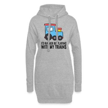I'd Rather Be Playing With My Trains - Hoodie-Kleid - Grau meliert - Vorne