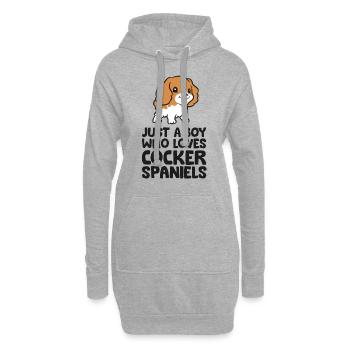 Juste un garçon qui aime les chiens cockers - Sweat-shirt à capuche long Femme - gris chiné - Devant