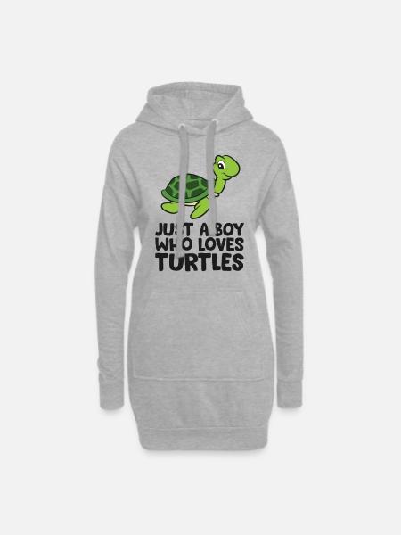 Sea Turtle Boy Just a Boy Who Loves Turtles - Hoodie Dress - heather grey
