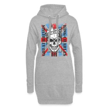 Crâne Roi Charles König Angleterre Monarque - Sweat-shirt à capuche long Femme - gris chiné - Devant