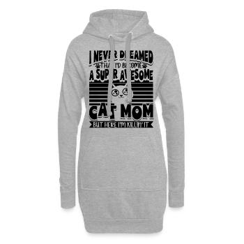 Super chat maman chat amoureux des chats - Sweat-shirt à capuche long Femme - gris chiné - Devant