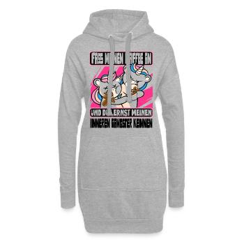 Lustig Einhorn Kaffee Kaffeetrinker Sarkastisch - Hoodie-Kleid - Grau meliert - Vorne
