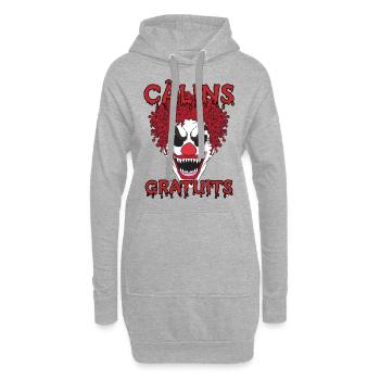 Câlins Gratuits Clown Terrifiant cheveux frisés - Sweat-shirt à capuche long Femme - gris chiné - Devant