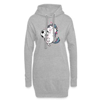 Einhorn spielt Fußball Fabelwesen Sport - Hoodie-Kleid - Grau meliert - Vorne
