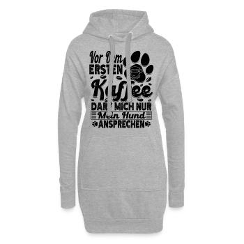 Kaffee Hund Hundehalter Kaffeetrinker Liebhaber - Hoodie-Kleid - Grau meliert - Vorne