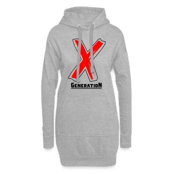 Génération X Lettres/X Symbole Texte Cadeau - Sweat-shirt à capuche long Femme - gris chiné - Devant