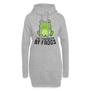 Froschliebhaber leicht abgelenkt durch Frösche - Hoodie-Kleid - Grau meliert - Vorne