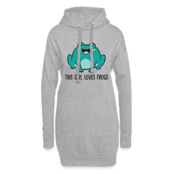 Drôle d’amoureux des grenouilles Cette fille aime - Sweat-shirt à capuche long Femme - gris chiné - Devant