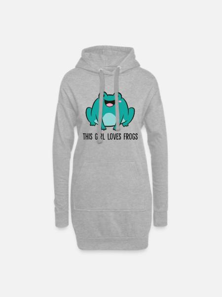 Funny Frog Lover This Girl Loves Frogs - Hoodie Dress - heather grey