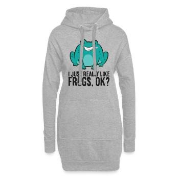 Ich mag einfach Frösche, okay? Lustiger Frosch - Hoodie-Kleid - Grau meliert - Vorne