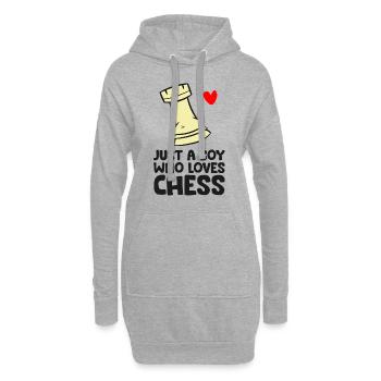 Nur ein Junge, der Schach liebt - Hoodie-Kleid - Grau meliert - Vorne