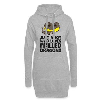 Juste un garçon qui aime les dragons avec des volants - Sweat-shirt à capuche long Femme - gris chiné - Devant