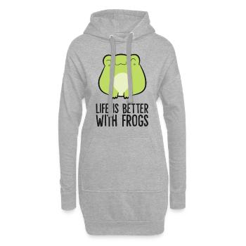 Froschliebhaber Das Leben ist besser mit Fröschen - Hoodie-Kleid - Grau meliert - Vorne