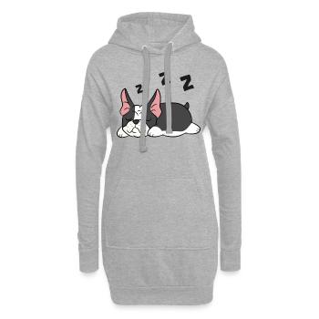 Boston Terrier Hund Schlafanzug Lustig - Hoodie-Kleid - Grau meliert - Vorne
