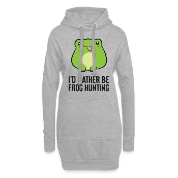 Ich wäre lieber auf Froschjagd lustiger - Hoodie-Kleid - Grau meliert - Vorne