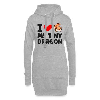 Ich liebe meinen kleinen Drachen Reptil Pogona - Hoodie-Kleid - Grau meliert - Vorne