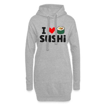Ich liebe Sushi Ich liebe Sushi-Rollen - Hoodie-Kleid - Grau meliert - Vorne
