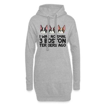 Ich war normal vor 3 Boston Terriern Lustiger - Hoodie-Kleid - Grau meliert - Vorne