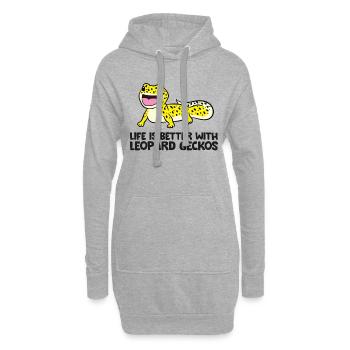 Leopard Gecko Haustier Das Leben ist besser mit - Hoodie-Kleid - Grau meliert - Vorne