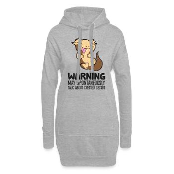 Warnung kann spontan über Haubengeckos sprechen - Hoodie-Kleid - Grau meliert - Vorne