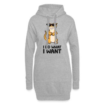 Ich tue was ich will Reptil Eidechse Kammgecko - Hoodie-Kleid - Grau meliert - Vorne