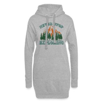 Never stop exploring Berge Wandern - Hoodie-Kleid - Grau meliert - Vorne