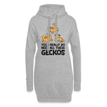 Ja, ich brauche wirklich all diese Haubengeckos - Hoodie-Kleid - Grau meliert - Vorne