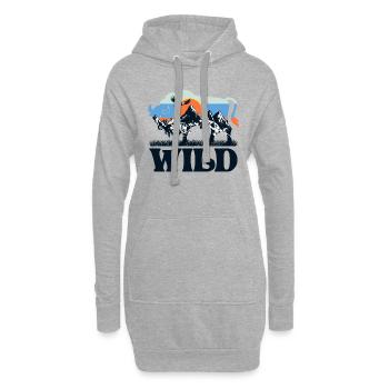 Wild Bison Wildnis Natur Berge retro - Hoodie-Kleid - Grau meliert - Vorne