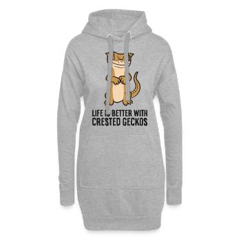 Crested Gecko Pet Life ist besser mit Crested - Hoodie-Kleid - Grau meliert - Vorne