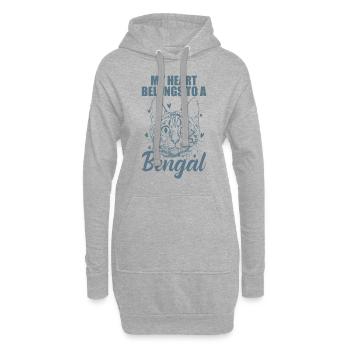 Mon cœur appartient à un chat domestique du Bengale - Sweat-shirt à capuche long Femme - gris chiné - Devant