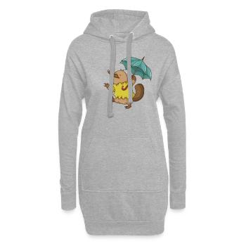 Schnabeltier mit Regenschirm im Regen Australien - Hoodie-Kleid - Grau meliert - Vorne