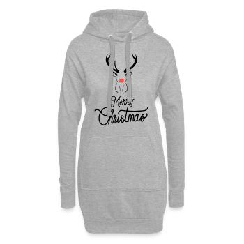 Weihnachts Rentier mit roter Nase - Hoodie-Kleid - Grau meliert - Vorne