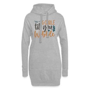 Gobble till you vacillez - Thanksgiving dicton - Sweat-shirt à capuche long Femme - gris chiné - Devant