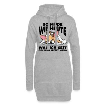 Chiweenie Hund Mit Kuscheltier Schlaf Schlummern - Hoodie-Kleid - Grau meliert - Vorne