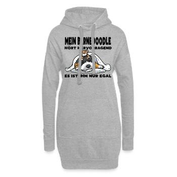 Bernedoodle Hund - Hoodie-Kleid - Grau meliert - Vorne