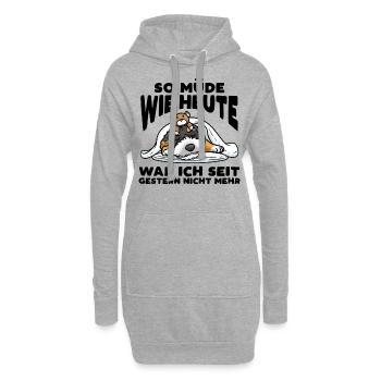 Bernedoodle Hund Mit Kuscheltier Schlaf Schlummern - Hoodie-Kleid - Grau meliert - Vorne