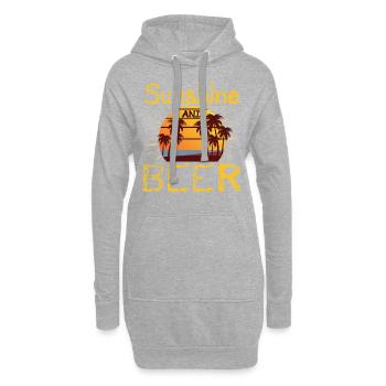 Cadeaux d’été Palmiers tropicaux Soleil et Bière - Sweat-shirt à capuche long Femme - gris chiné - Devant